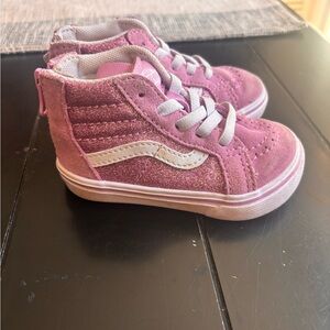 Vans Kids Pink and White High-Top Sneakers